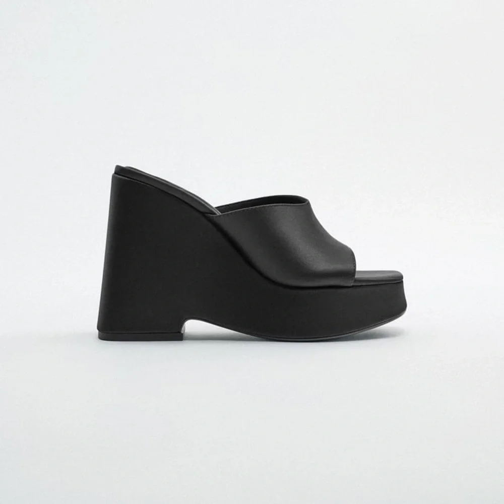 ZARA CHUNKY WEDGE SANDALS - Picture 2 of 8